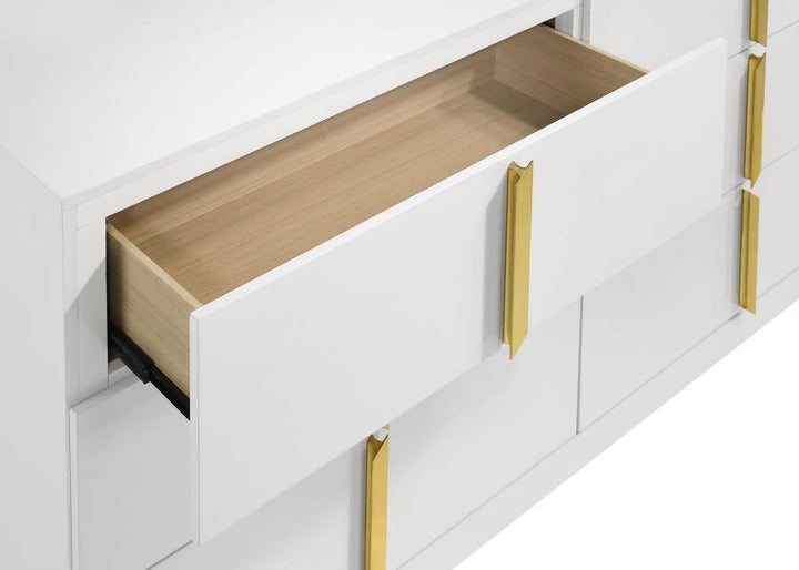 Ines - 6 - Drawer Bedroom Dresser Cabinet - White High Gloss Dressers modern furniture Contempo Furniture