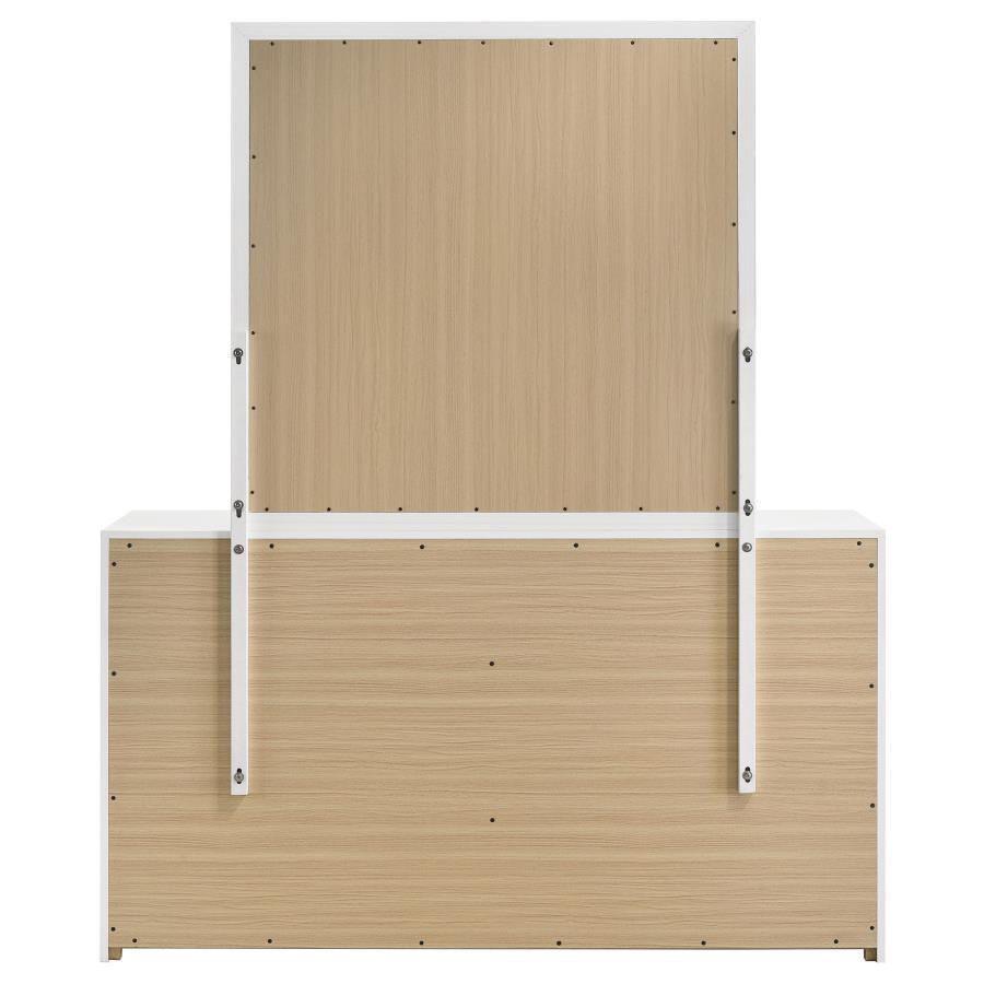 Ines - 6 - Drawer Bedroom Dresser With Mirror - White High Gloss Dresser & Mirror modern furniture Contempo Furniture