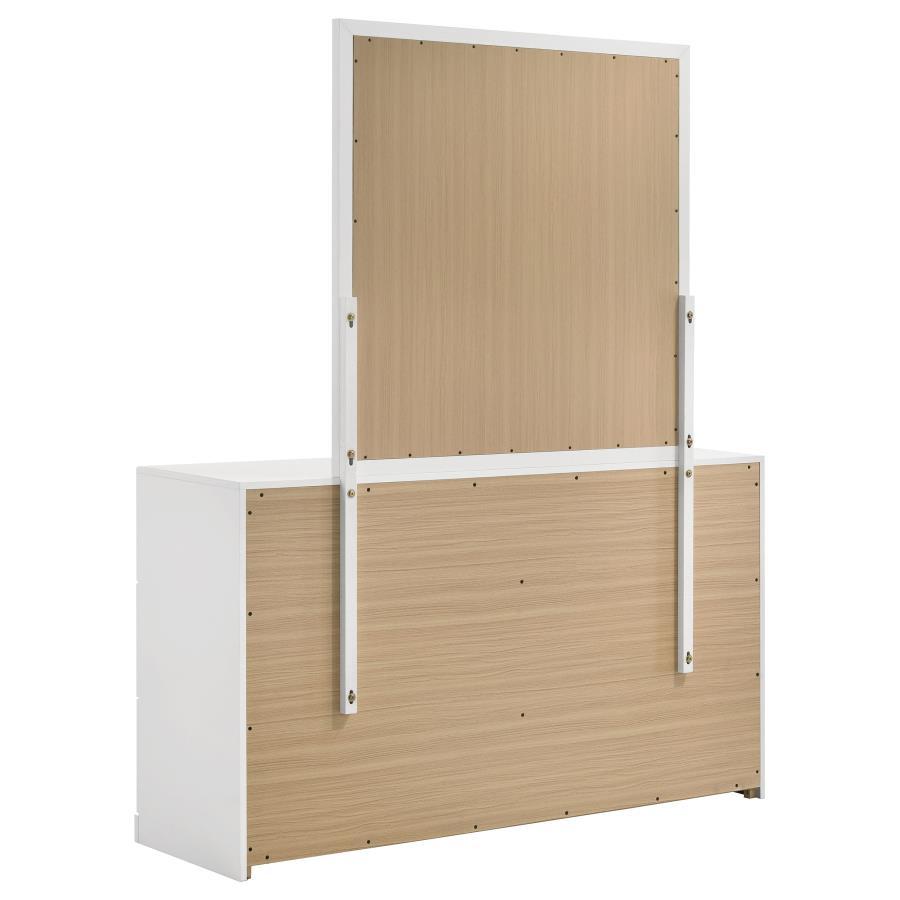 Ines - 6 - Drawer Bedroom Dresser With Mirror - White High Gloss Dresser & Mirror modern furniture Contempo Furniture