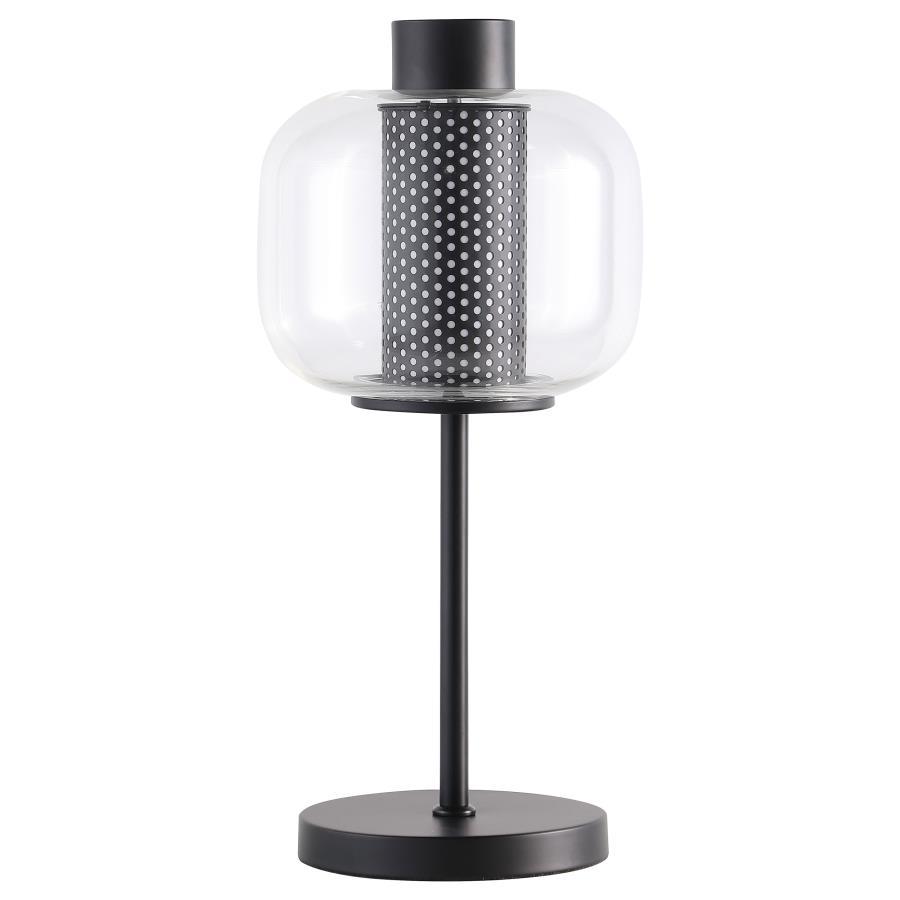 Ingrid - Glass Shade Bedside Table Lamp - Black Table Lamps modern furniture Contempo Furniture