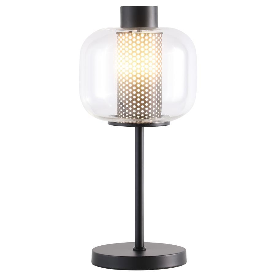 Ingrid - Glass Shade Bedside Table Lamp - Black Table Lamps modern furniture Contempo Furniture