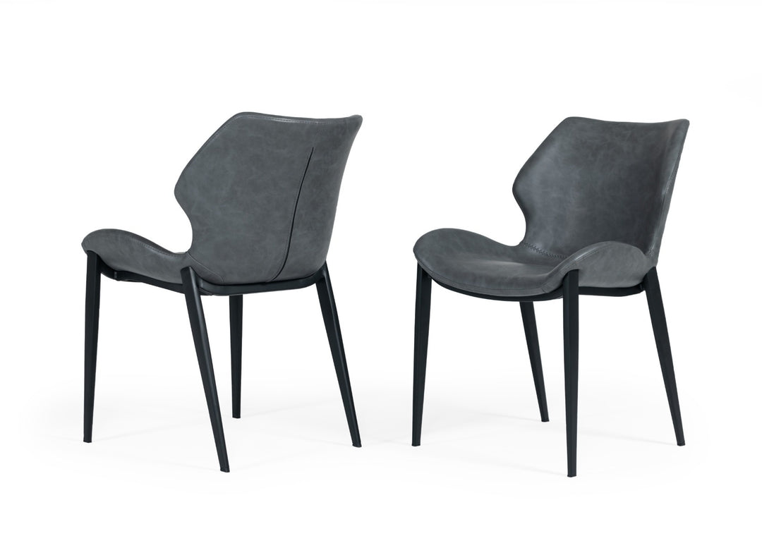 Instone - Industrial Dark Grey Eco-Leather Dining Chair (Set of 2)