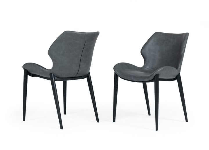 Instone  Industrial Dark Grey EcoLeather Dining Chair (Set of 2)