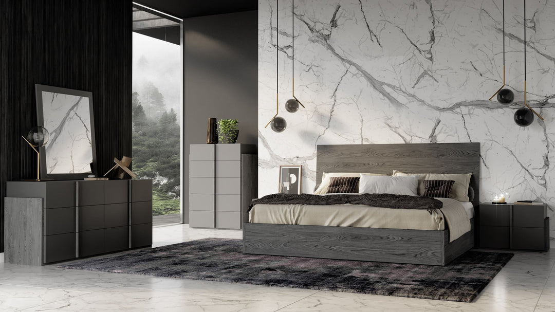 Lucia  Eastern King Italian Modern Matte Grey / Elm Grey Bed