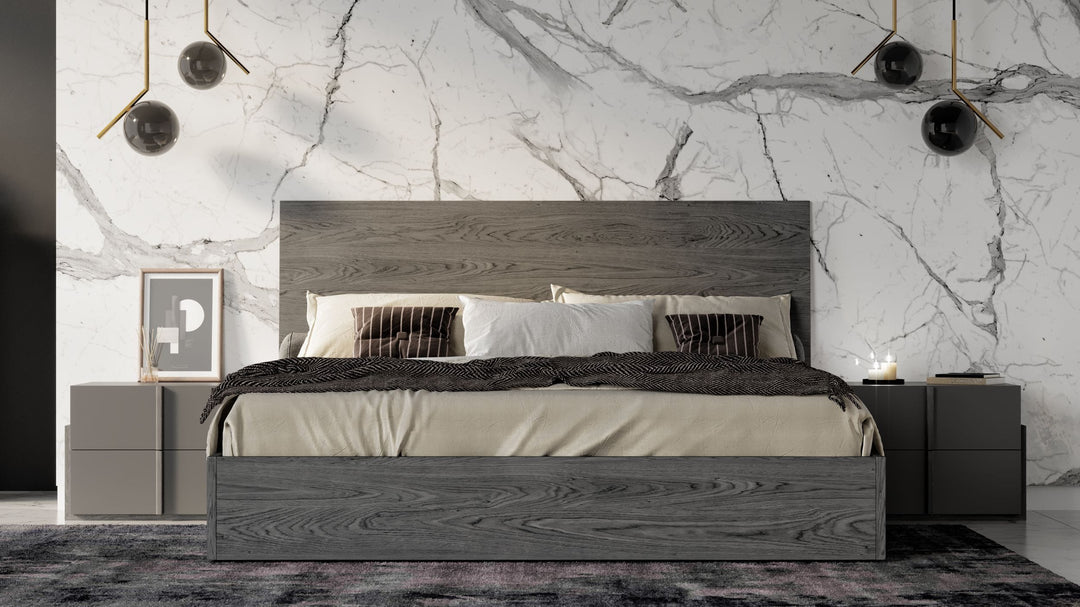 Lucia  Eastern King Italian Modern Matte Grey / Elm Grey Bed