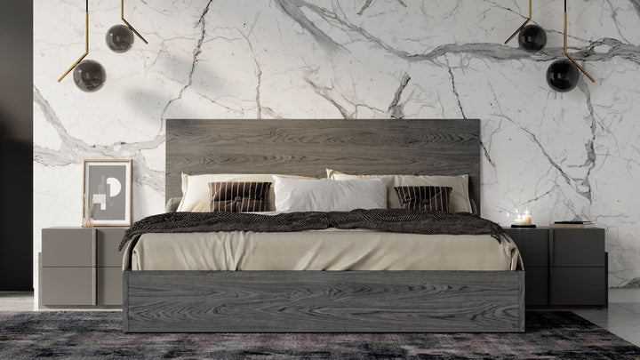 Lucia - Italian Modern Matte Grey + Elm Grey 4-Piece Bedroom Set