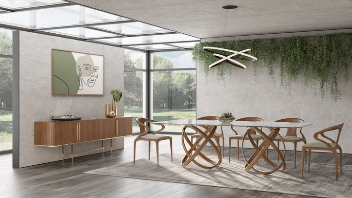 Mason Modern Glass & Walnut Dining Table