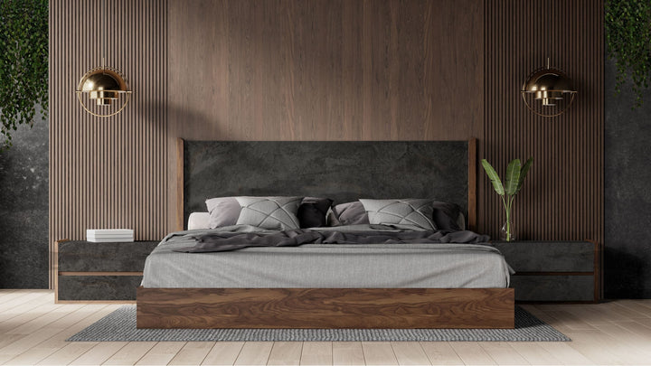 Rado - Modern Walnut &amp; Volcanic Slate Bed