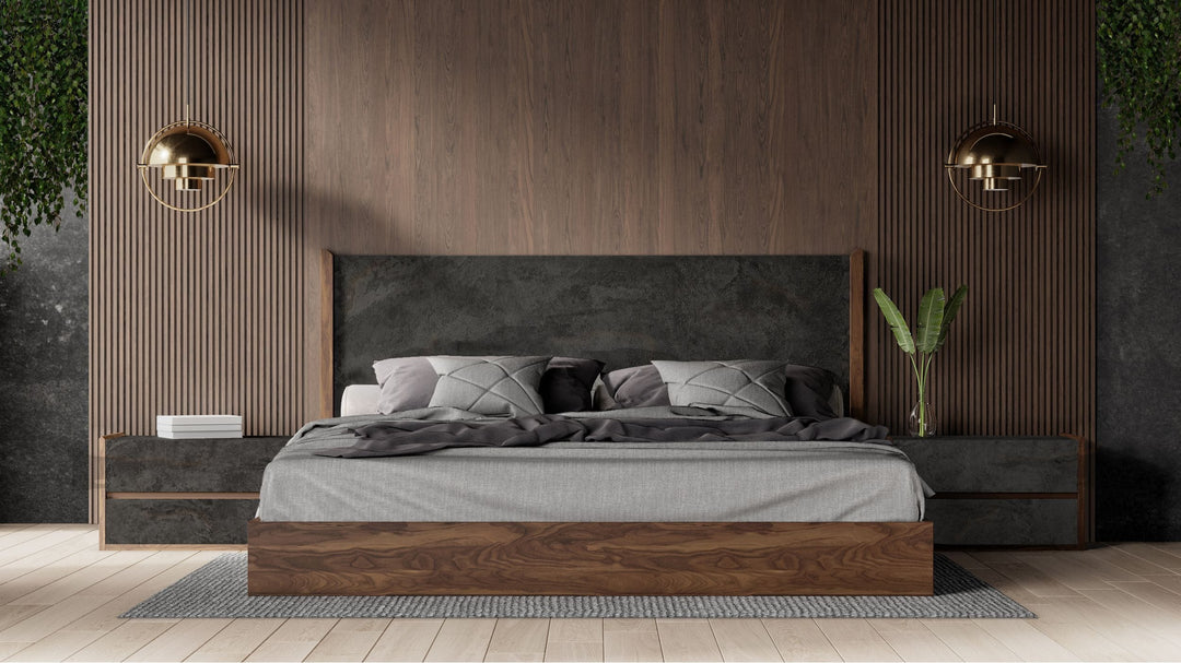 Rado - Modern Walnut & Volcanic Slate Bed