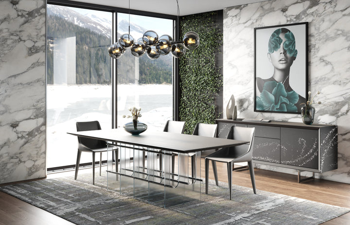 Inverness - Contemporary Black Oak + Acrylic Dining Table