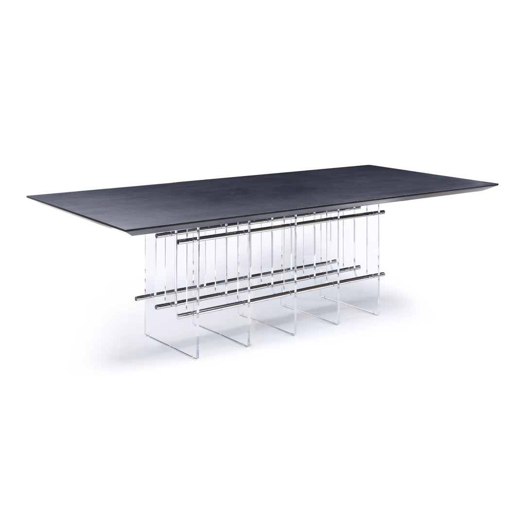 Inverness - Contemporary Black Oak + Acrylic Dining Table