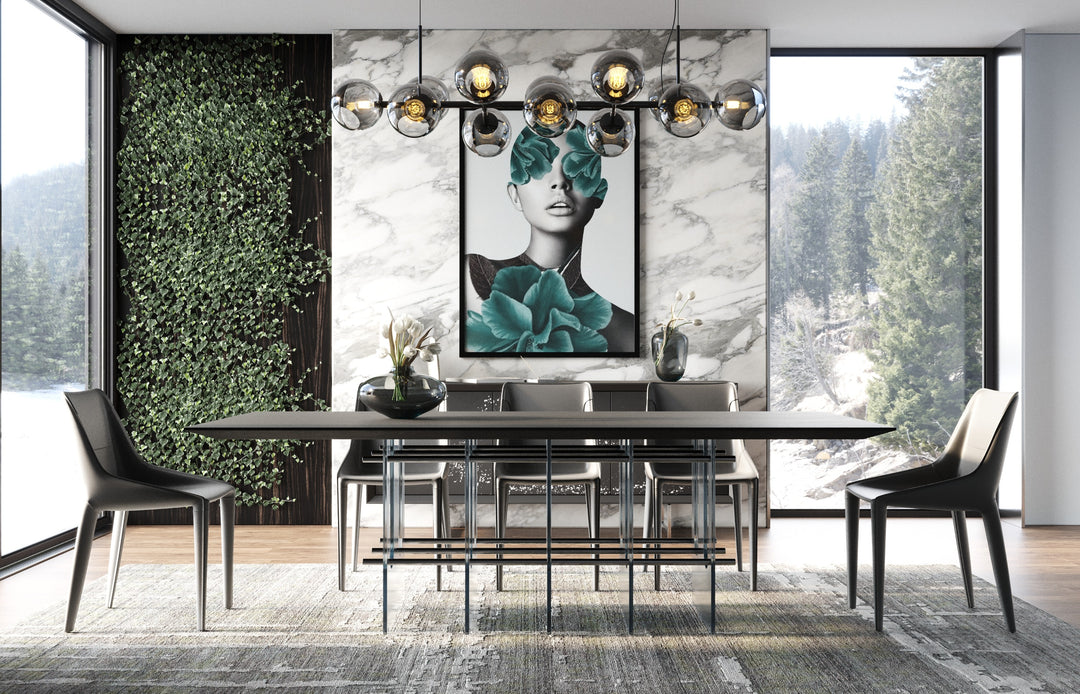 Inverness - Contemporary Black Oak + Acrylic Dining Table