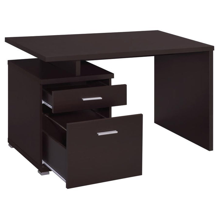 Irving - 2 - Drawer Office Computer Desk - Cappuccino Computer Desk modern furniture Contempo Furniture