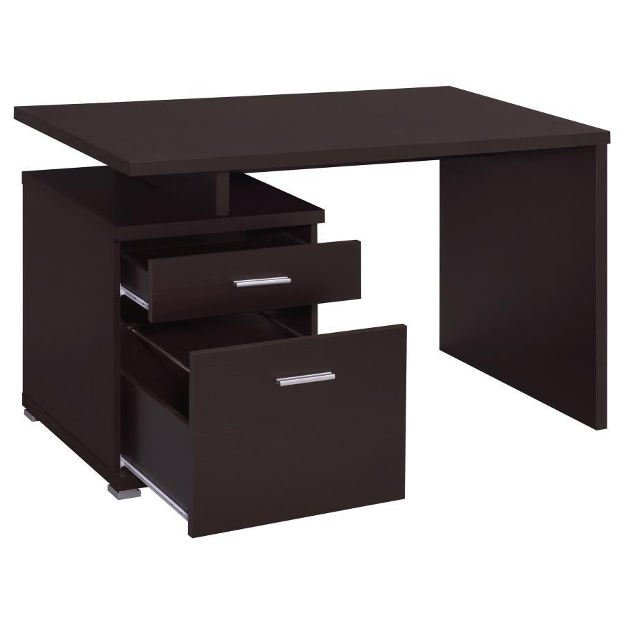 Irving - 2 - Drawer Office Computer Desk - Cappuccino Computer Desk modern furniture Contempo Furniture