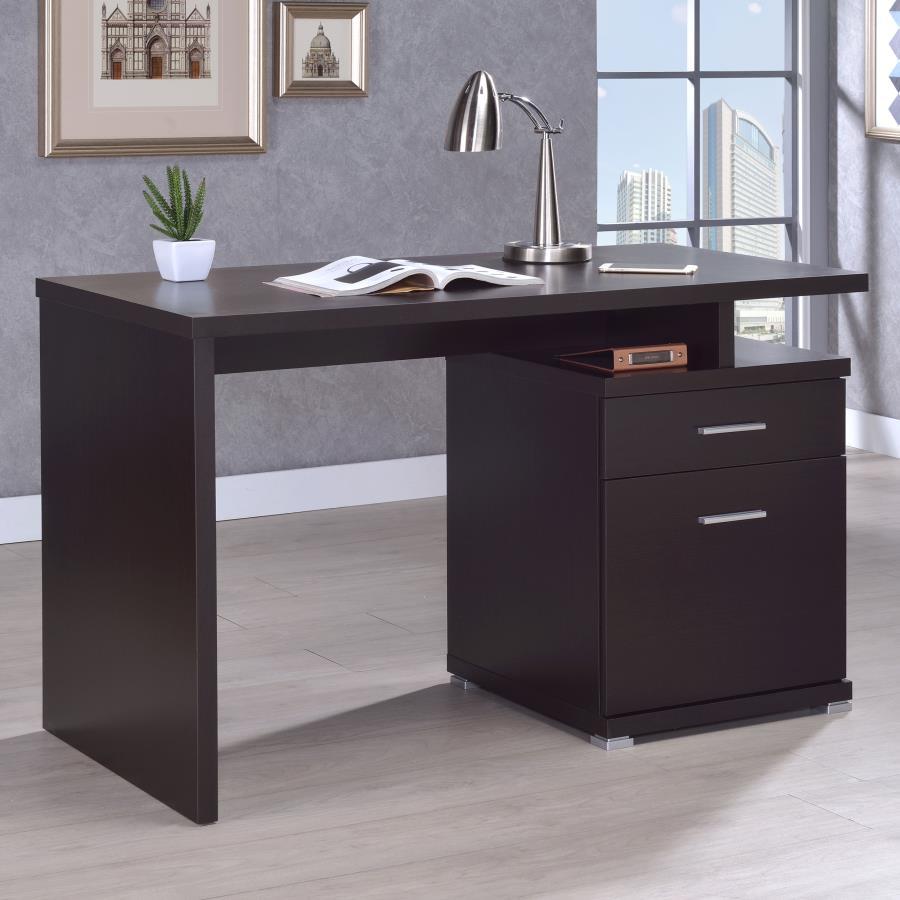 Irving - 2 - Drawer Office Computer Desk - Cappuccino Computer Desk modern furniture Contempo Furniture