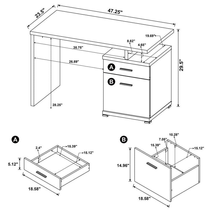 Irving - 2 - Drawer Office Computer Desk - Cappuccino Computer Desk modern furniture Contempo Furniture