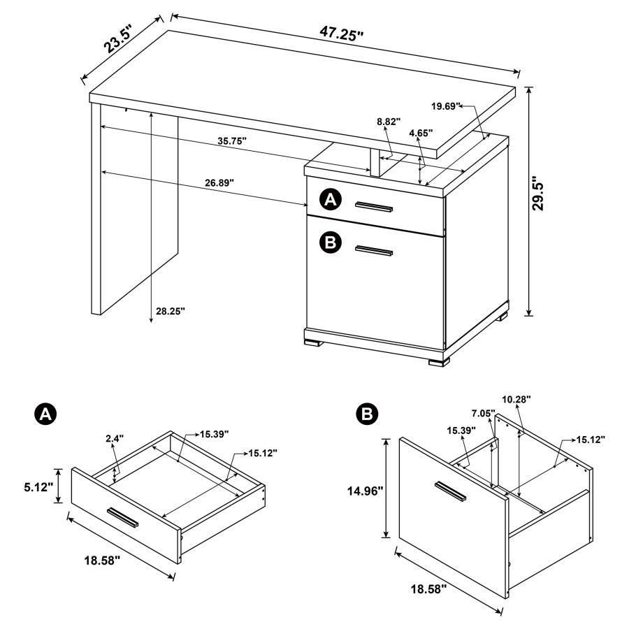 Irving - 2 - Drawer Office Computer Desk - Cappuccino Computer Desk modern furniture Contempo Furniture