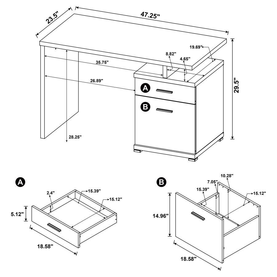 Irving - 2 - Drawer Office Computer Desk - White Computer Desk modern furniture Contempo Furniture