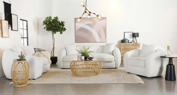 Isabella - Faux Sheepskin Upholstered Accent Chair Natural - Ivory Accent Chair modern furniture Contempo Furniture