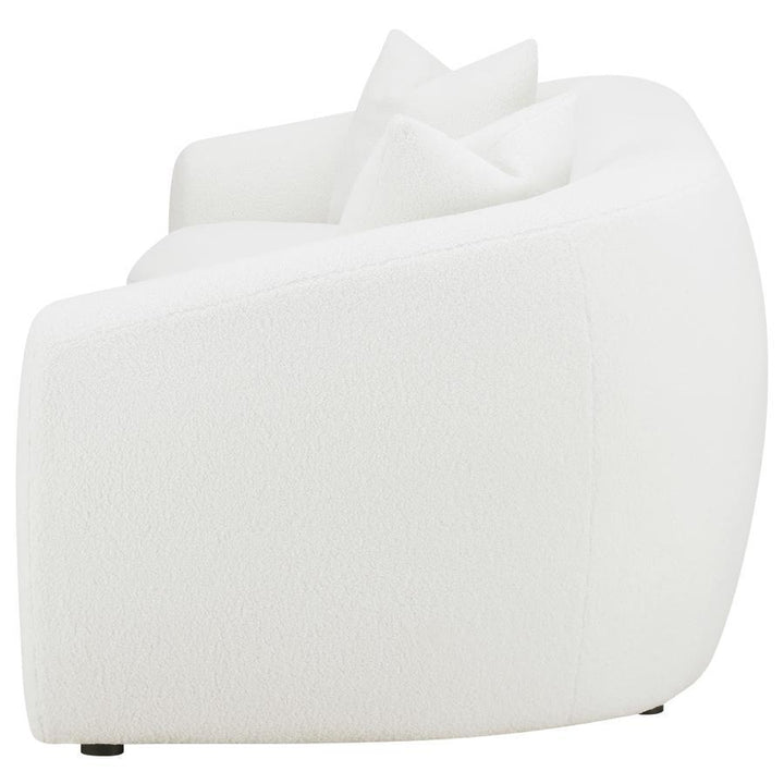 Isabella - Faux Sheepskin Upholstered Sofa Natural - Ivory Stationary Sofa modern furniture Contempo Furniture