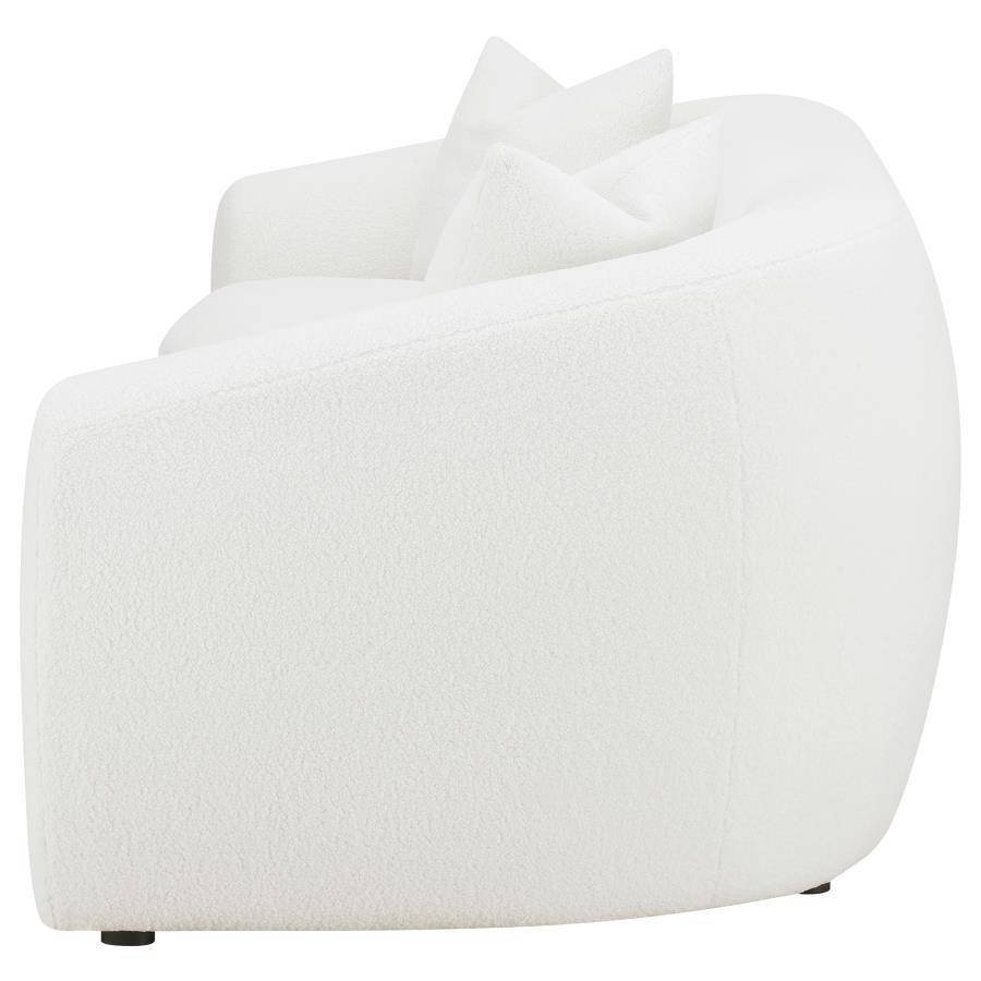 Isabella - Faux Sheepskin Upholstered Sofa Natural - Ivory Stationary Sofa modern furniture Contempo Furniture