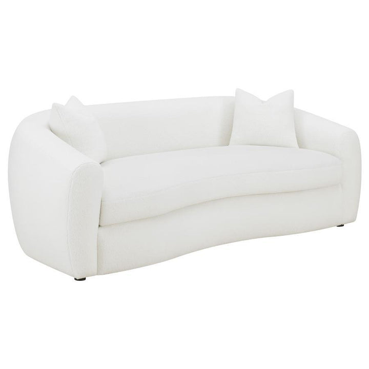 Isabella - Faux Sheepskin Upholstered Sofa Natural - Ivory Stationary Sofa modern furniture Contempo Furniture