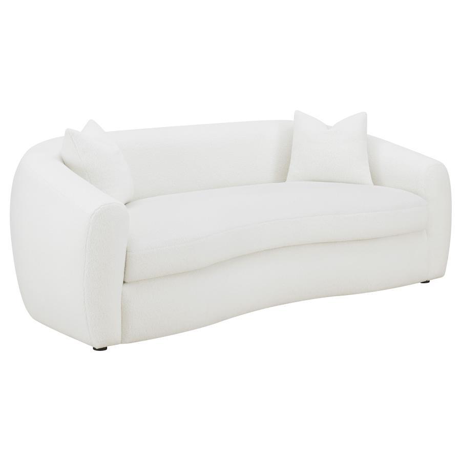Isabella - Faux Sheepskin Upholstered Sofa Natural - Ivory Stationary Sofa modern furniture Contempo Furniture