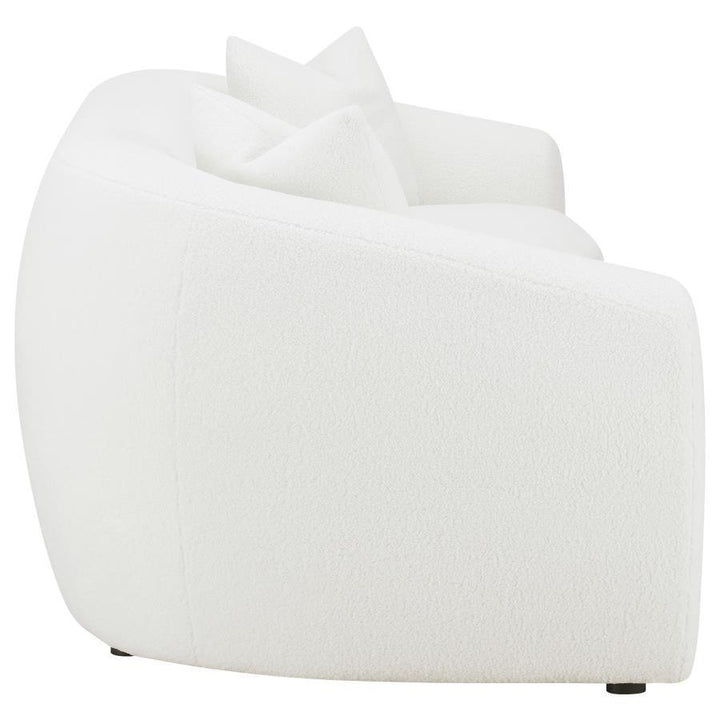 Isabella - Faux Sheepskin Upholstered Sofa Natural - Ivory Stationary Sofa modern furniture Contempo Furniture