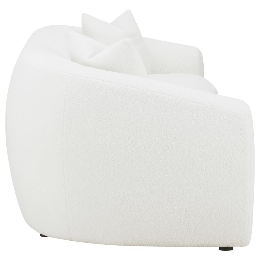 Isabella - Faux Sheepskin Upholstered Sofa Natural - Ivory Stationary Sofa modern furniture Contempo Furniture