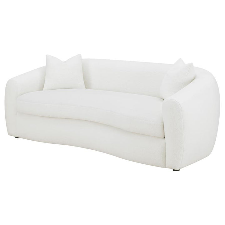 Isabella - Faux Sheepskin Upholstered Sofa Natural - Ivory Stationary Sofa modern furniture Contempo Furniture