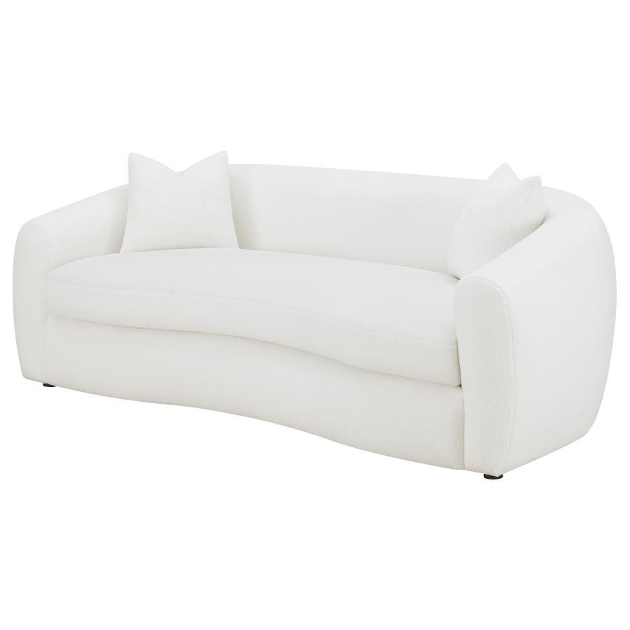 Isabella - Faux Sheepskin Upholstered Sofa Natural - Ivory Stationary Sofa modern furniture Contempo Furniture