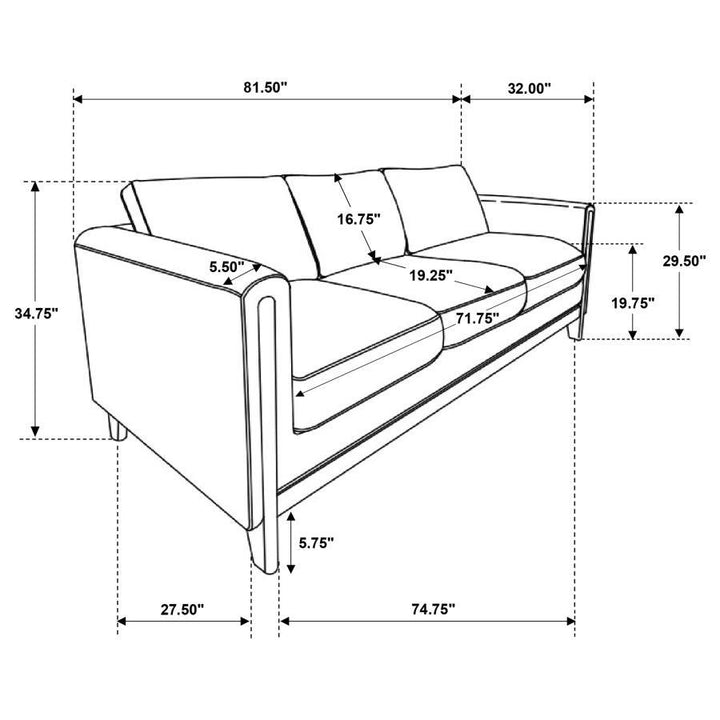 Islington - 2 Piece Upholstered Panel Arm Sofa Set - Taupe Stationary Sofa &amp; Loveseat modern furniture Contempo Furniture