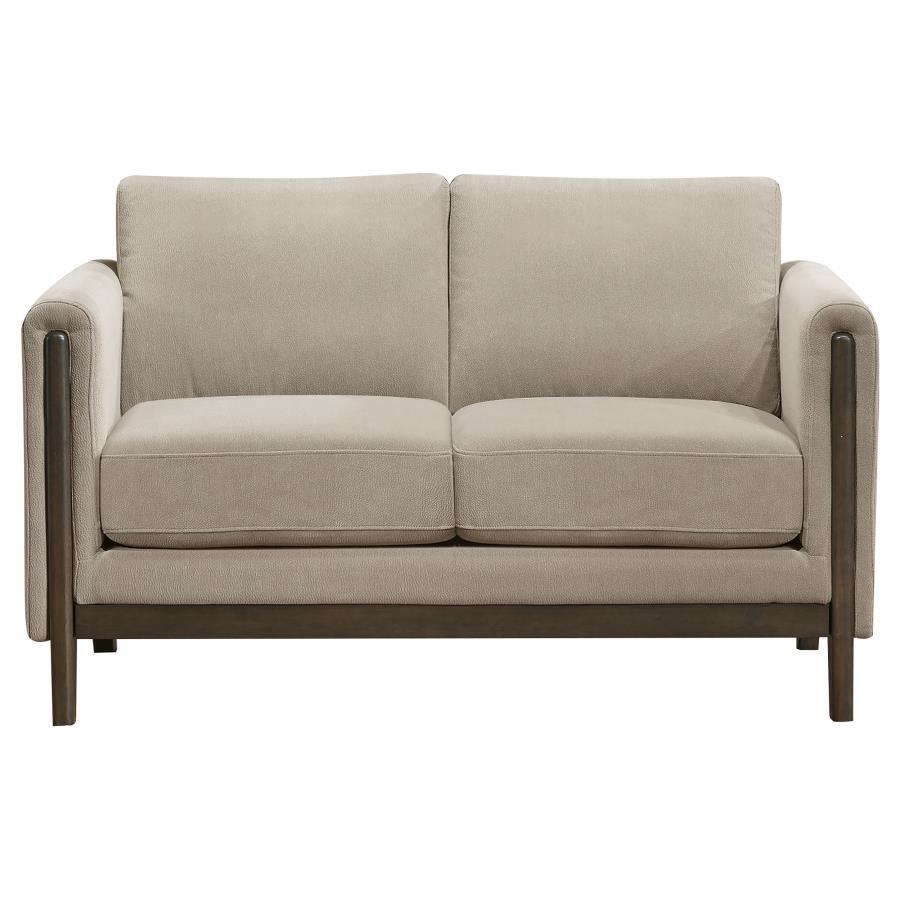 Islington - 2 Piece Upholstered Panel Arm Sofa Set - Taupe Stationary Sofa & Loveseat modern furniture Contempo Furniture