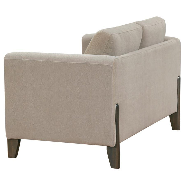 Islington - 2 Piece Upholstered Panel Arm Sofa Set - Taupe Stationary Sofa &amp; Loveseat modern furniture Contempo Furniture