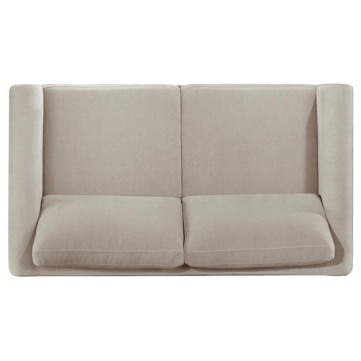 Islington - 2 Piece Upholstered Panel Arm Sofa Set - Taupe Stationary Sofa &amp; Loveseat modern furniture Contempo Furniture