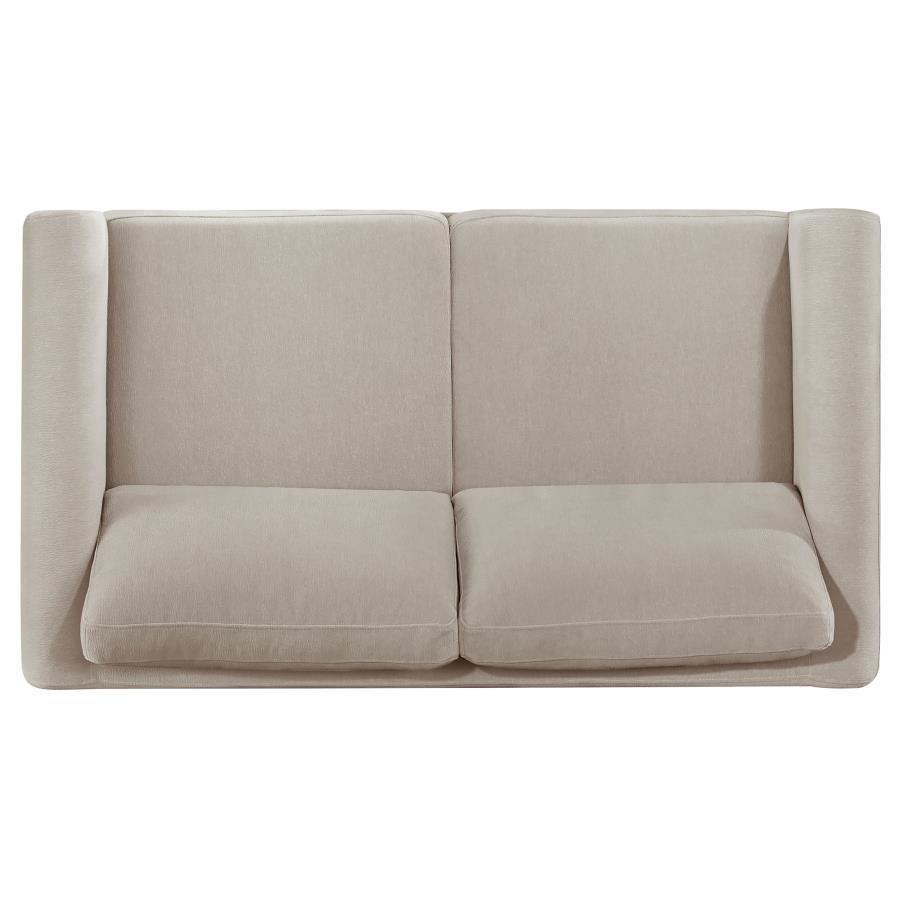 Islington - 2 Piece Upholstered Panel Arm Sofa Set - Taupe Stationary Sofa & Loveseat modern furniture Contempo Furniture
