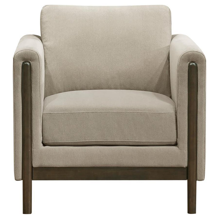 Islington - Fabric Upholstered Panel Arm Accent Chair - Taupe Arm Chair modern furniture Contempo Furniture