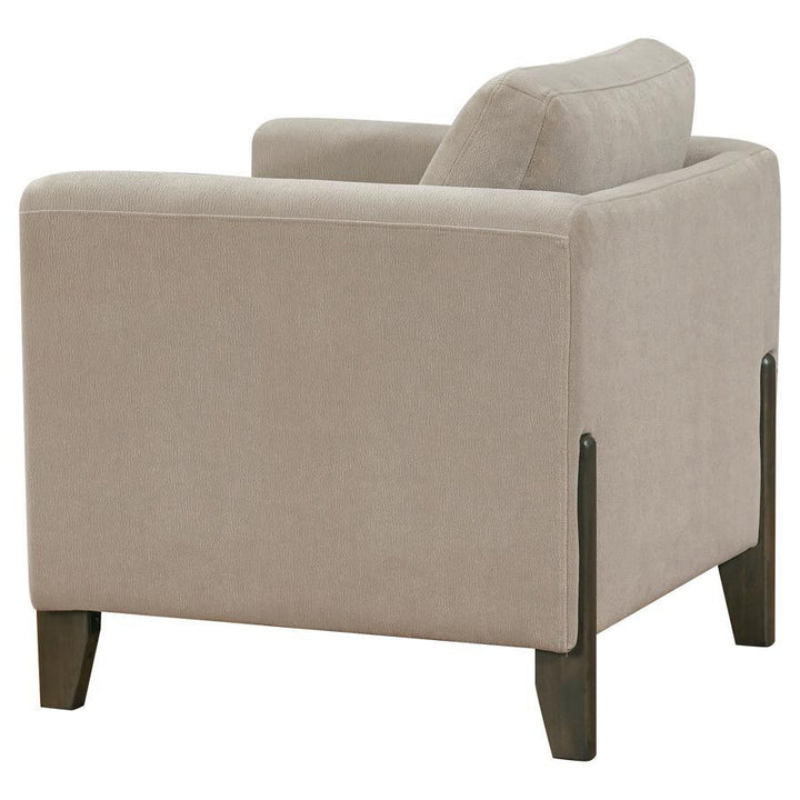 Islington - Fabric Upholstered Panel Arm Accent Chair - Taupe Arm Chair modern furniture Contempo Furniture