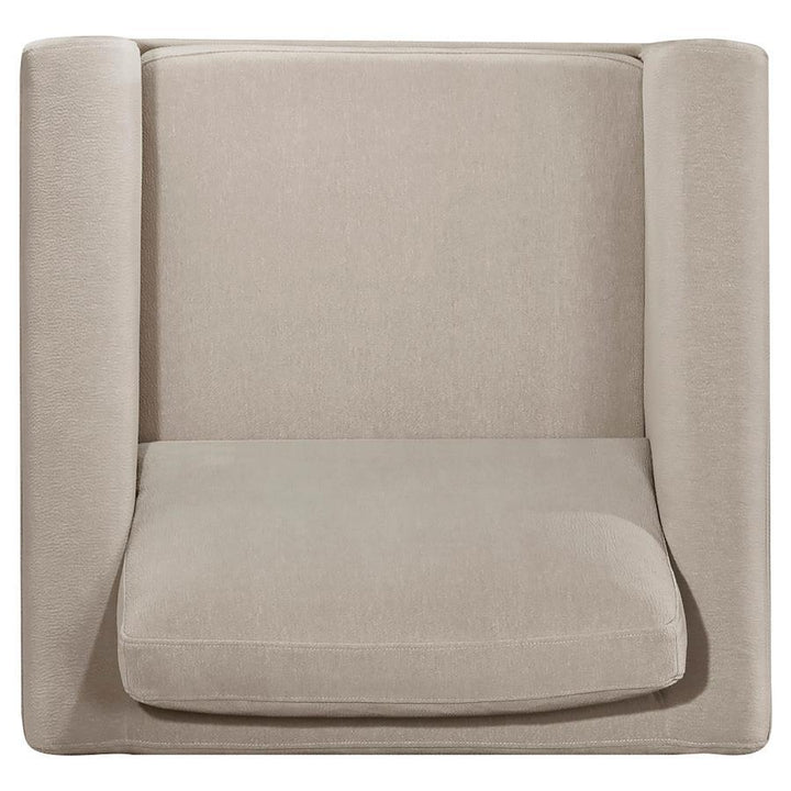 Islington - Fabric Upholstered Panel Arm Accent Chair - Taupe Arm Chair modern furniture Contempo Furniture