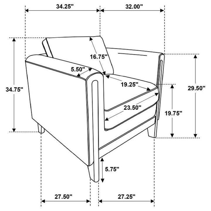 Islington - Fabric Upholstered Panel Arm Accent Chair - Taupe Arm Chair modern furniture Contempo Furniture