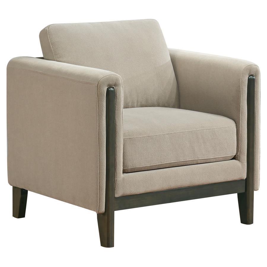 Islington - Fabric Upholstered Panel Arm Accent Chair - Taupe Arm Chair modern furniture Contempo Furniture