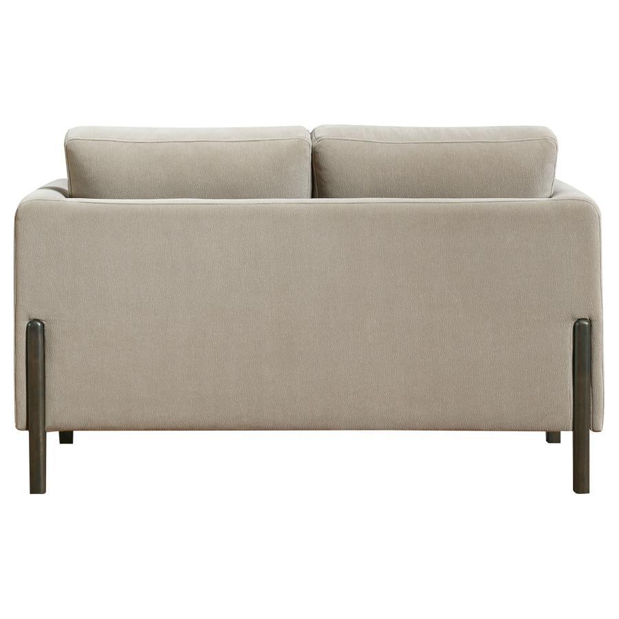Islington - Fabric Upholstered Panel Arm Loveseat - Taupe Stationary Loveseat modern furniture Contempo Furniture