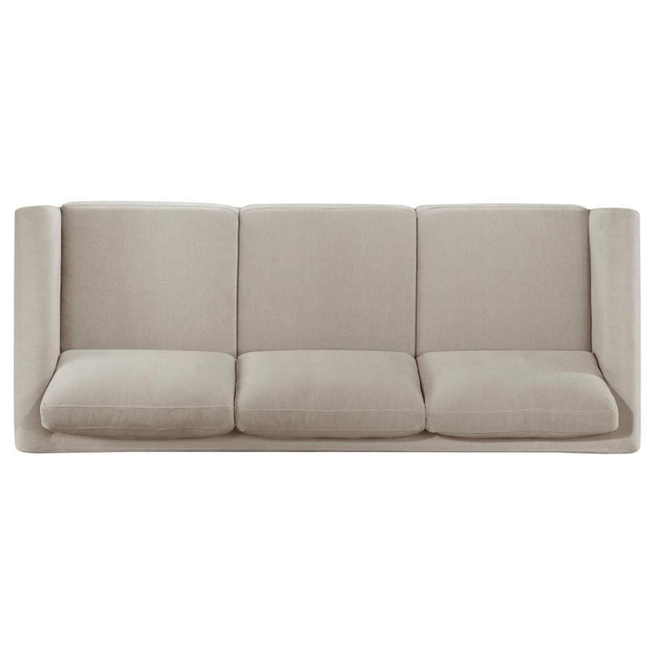 Islington - Fabric Upholstered Panel Arm Sofa - Taupe Stationary Sofa modern furniture Contempo Furniture