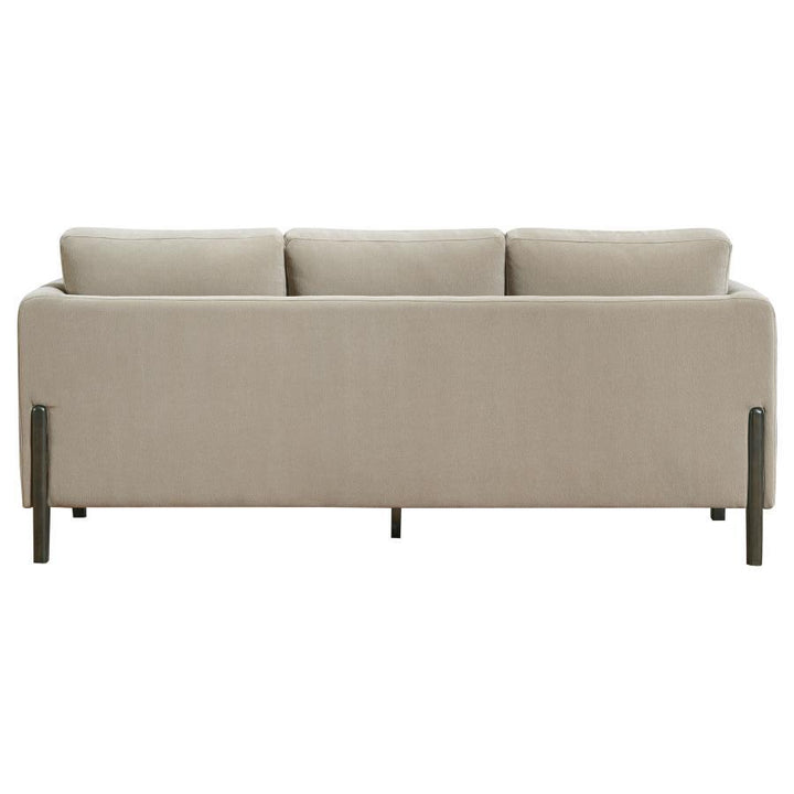 Islington - Fabric Upholstered Panel Arm Sofa - Taupe Stationary Sofa modern furniture Contempo Furniture