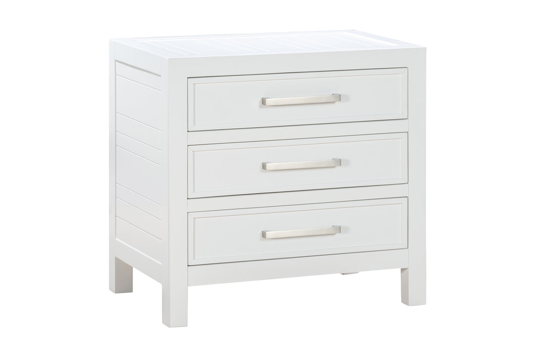 Modus Furniture Mgra81 Retreat Three Drawer Usb Charging Nightstand In Snowfall