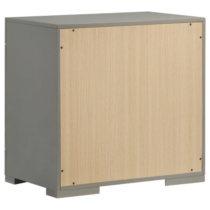 Ives - 2 - Drawer Nightstand Bedside Table - Gray High Gloss Accent Nightstand modern furniture Contempo Furniture