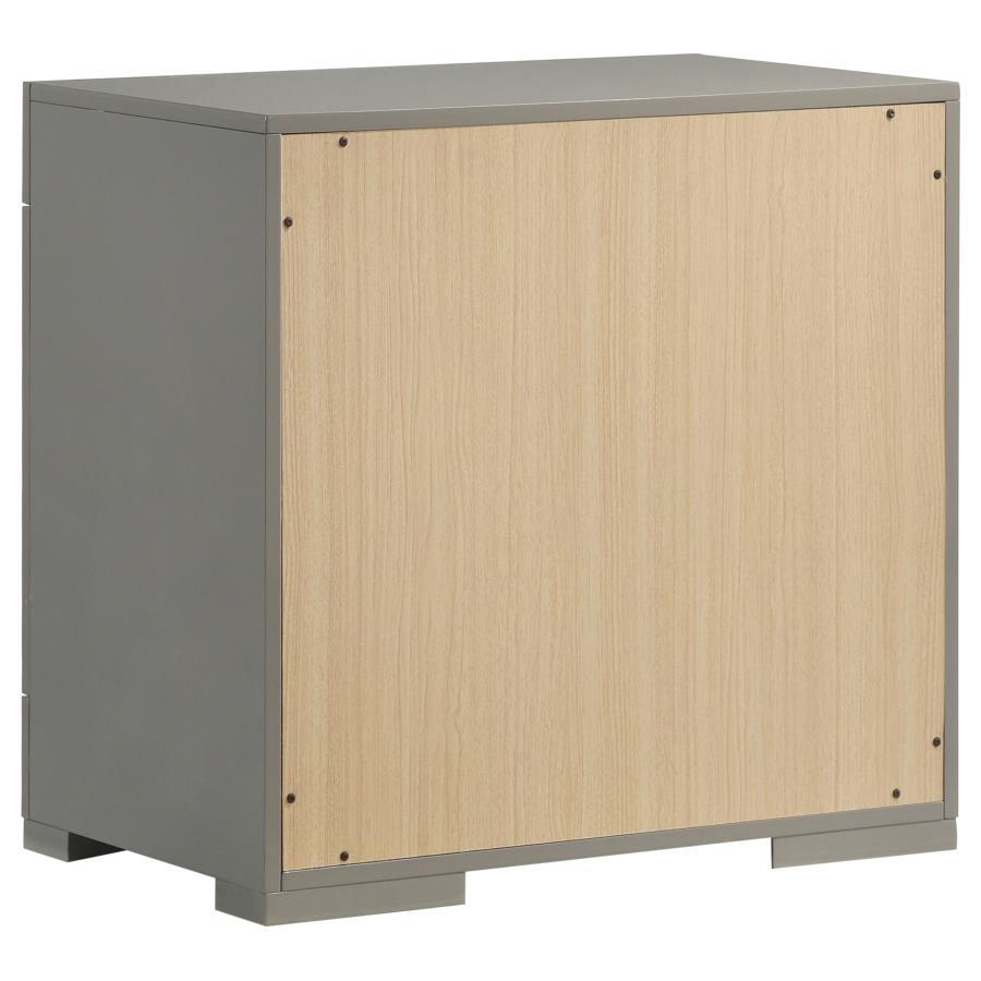 Ives - 2 - Drawer Nightstand Bedside Table - Gray High Gloss Accent Nightstand modern furniture Contempo Furniture