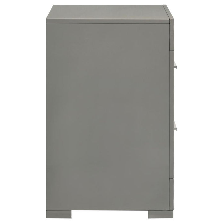 Ives - 2 - Drawer Nightstand Bedside Table - Gray High Gloss Accent Nightstand modern furniture Contempo Furniture