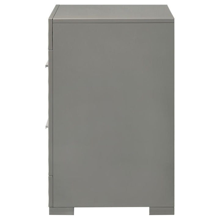 Ives - 2 - Drawer Nightstand Bedside Table - Gray High Gloss Accent Nightstand modern furniture Contempo Furniture