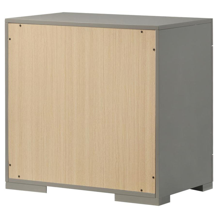 Ives - 2 - Drawer Nightstand Bedside Table - Gray High Gloss Accent Nightstand modern furniture Contempo Furniture